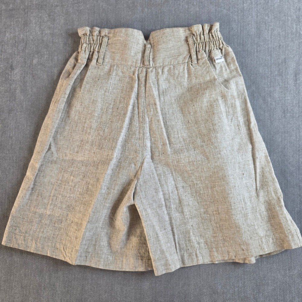 Gitano High Waisted Shorts Womens sz 8 Beige Vintage 90s Ramie Cotton Pleated - Picture 3 of 10